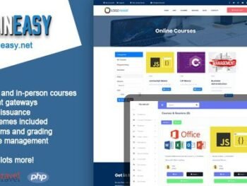 TrainEasy LMS PHP Scripts Features Student Frontend & Admin Backend Online Training Manage & Schedule offline training Session & Course Management Class Management Supports Multiple Payment Gateways Multi-currency support Attendance Management Student Management Online Tests/Assessments Zoom Integration Website builder with multiple free themes Video/Audio file management with S3 support Blogging & Content Management